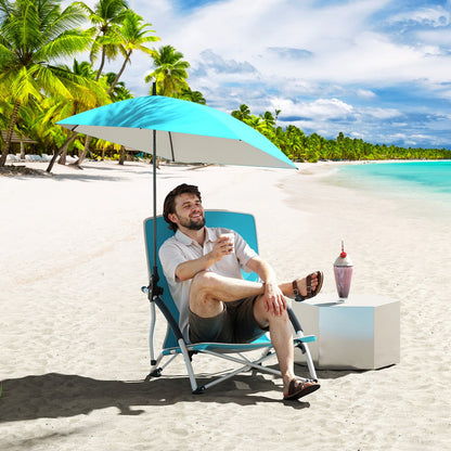 Beach Umbrella Chair for Adults, Foldable Low Seat Camping Chair