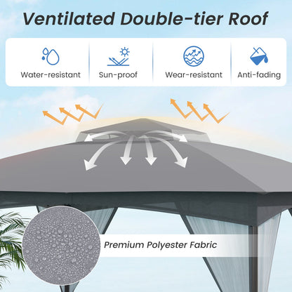 10 X 12 FT Patio Gazebo with Netting Walls