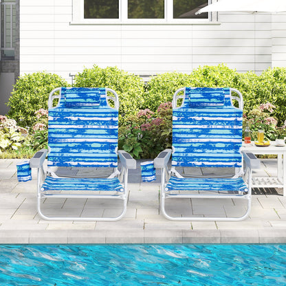 2 Pack Folding Beach Chair, Lightweight Lay Flat Lounge Chair