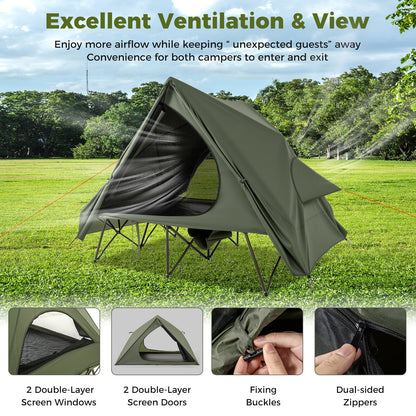 Foldable Outdoor Off-Ground Camping Combo, 2-Person Camping Cot Tent