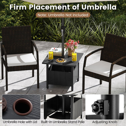 Outdoor Side Table with 48 mm Umbrella Hole, Patio Umbrella Table Base Stand