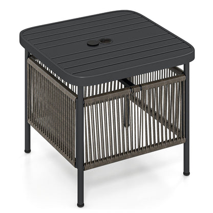 Outdoor PE Rattan Side Table with 4 cm Umbrella Hole