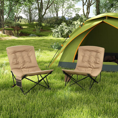 Folding Camping Chair for Adults, Portable Lounge Recliner w/ Adjustable Backrest