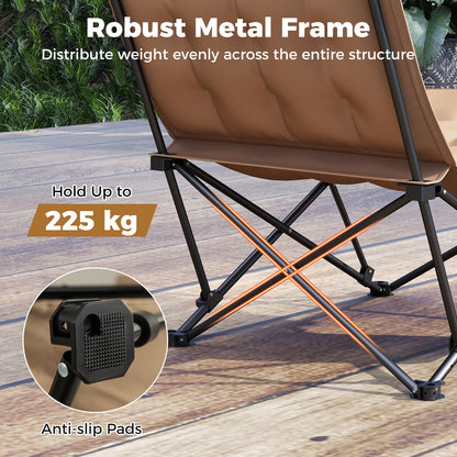 Folding Camping Chair for Adults, Portable Lounge Recliner w/ Adjustable Backrest
