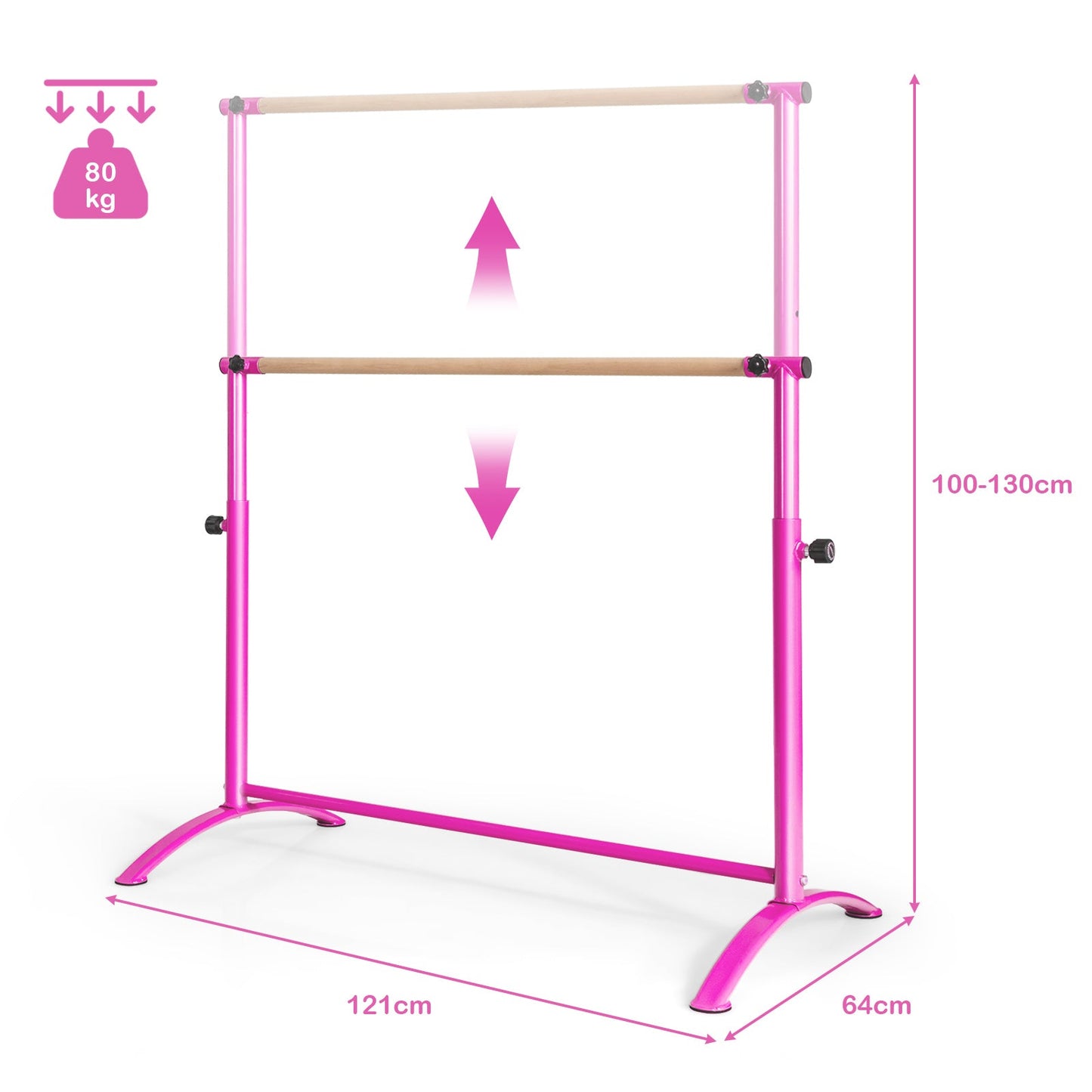 130 cm Ballet Barre Bar, Freestanding Exquisite Beech Wood Dancing Bar