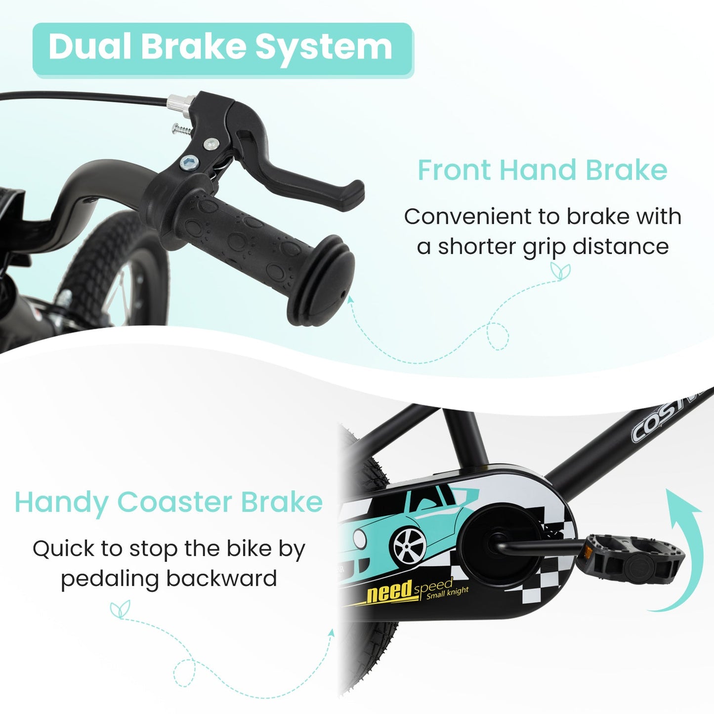 14/16/18-Inch Children Bicycle with Removable Training Wheels
