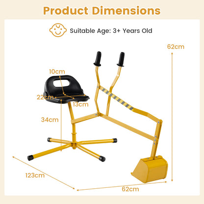 Sand Digger for Kids, Sandbox Toy Digger with 2-Handed Controls & Flexible Shovel