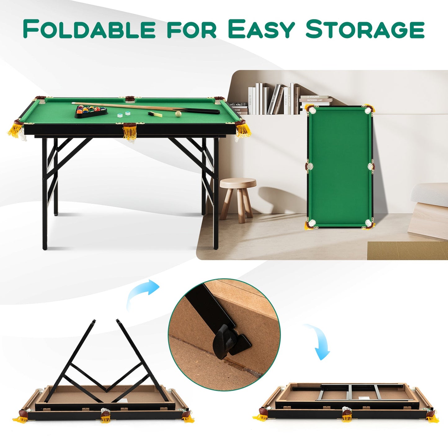 122 CM Folding Billiard/Pool Table Set w/ Accessories