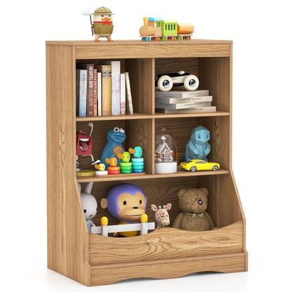 88CM Kids Bookshelf, 5 Cube Storage Shelf, Wooden Bookcase