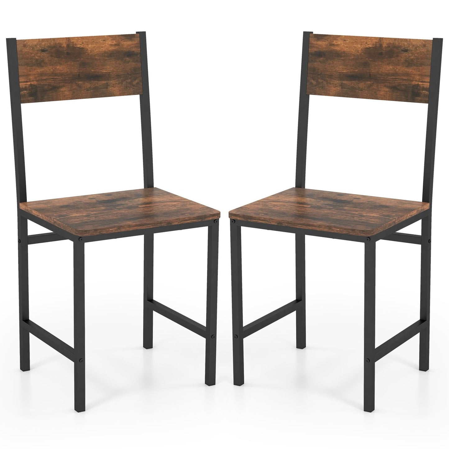 Dining Chairs Set of 2/4, Rustic Wood & Metal Frame