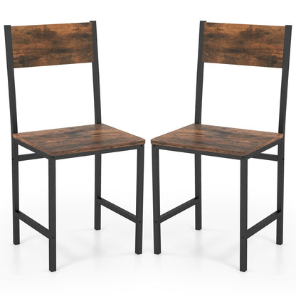 Dining Chairs Set of 2/4, Rustic Wood & Metal Frame