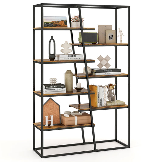 180 cm Tall Bookshelf, 7-Tier Industrial Etagere Bookcase