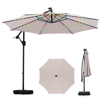 3 m Solar Offset Hanging Umbrella w/Base