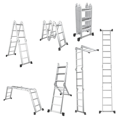 Giantex 7-in-1 12 Ft Folding Ladder, Multi Position Aluminium Extension Ladder