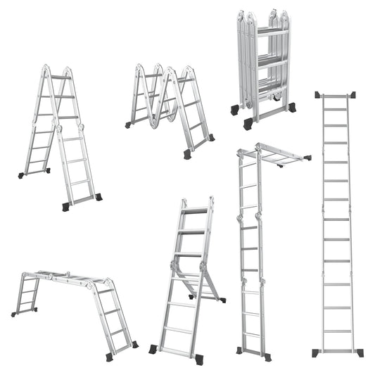 Giantex 7-in-1 12 Ft Folding Ladder, Multi Position Aluminium Extension Ladder