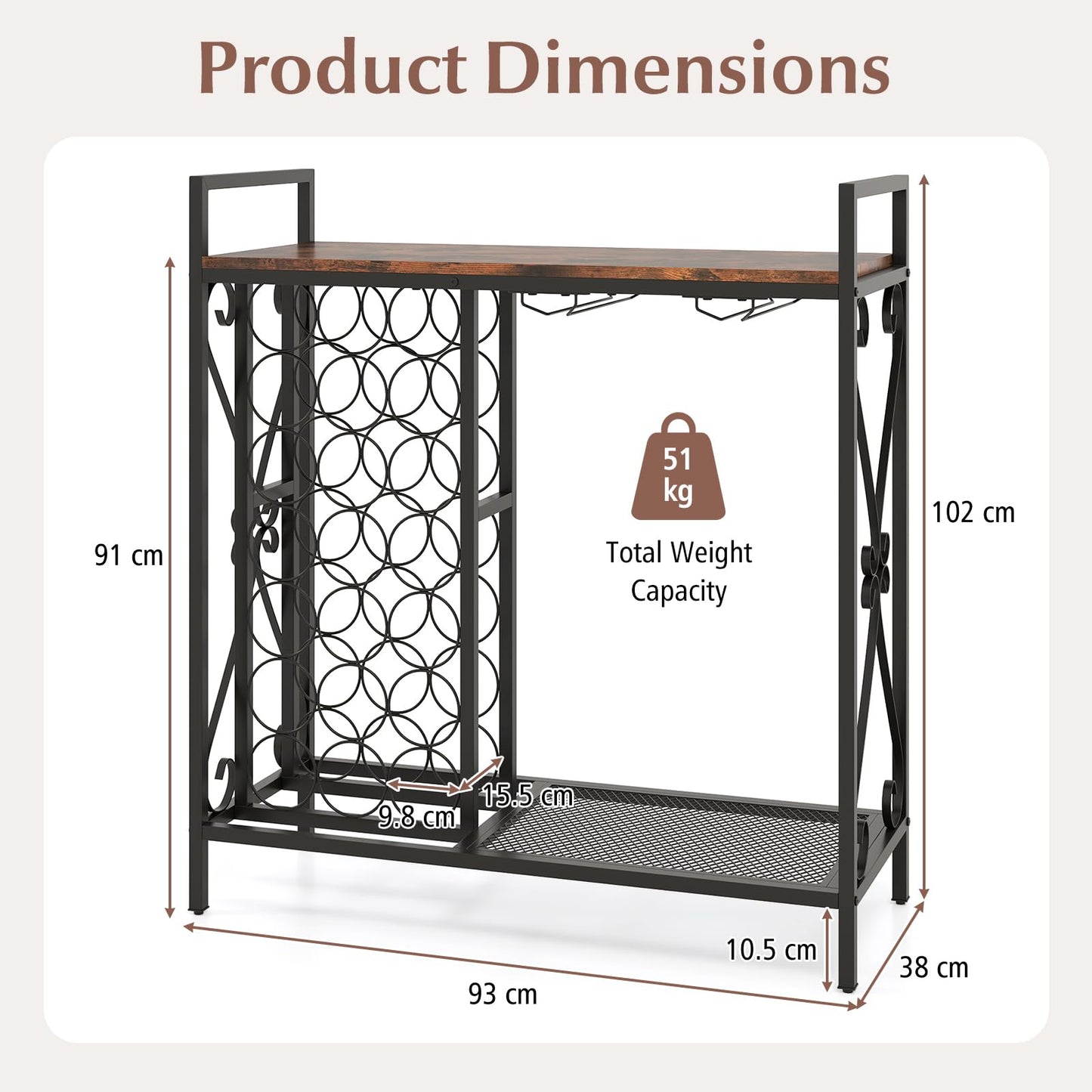 21 Bottle Wine Rack, Freestanding Floor Wine Bottle Organizer