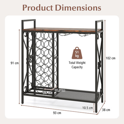 21 Bottle Wine Rack, Freestanding Floor Wine Bottle Organizer