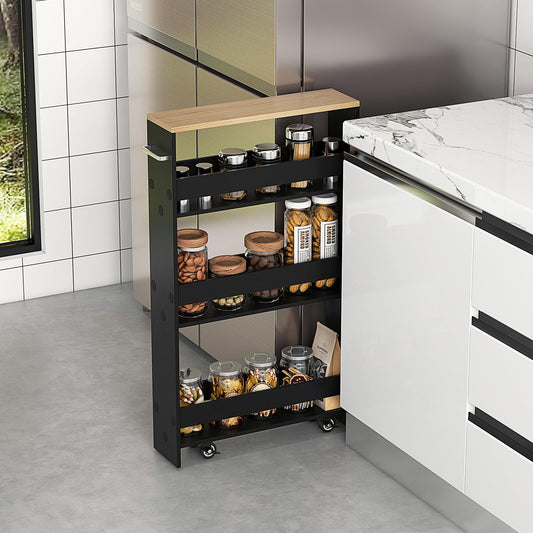 Giantex 4-Tier Slim Storage Cart, Narrow Mobile Serving Cart