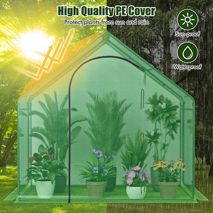 Giantex 6x3x5.5 FT Mini Walk-in Greenhouse, with Roll-up Zippered Door & Window