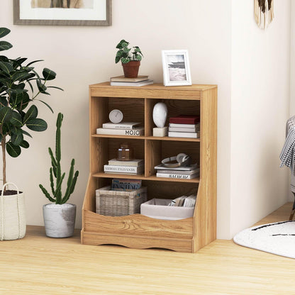 88CM Kids Bookshelf, 5 Cube Storage Shelf, Wooden Bookcase