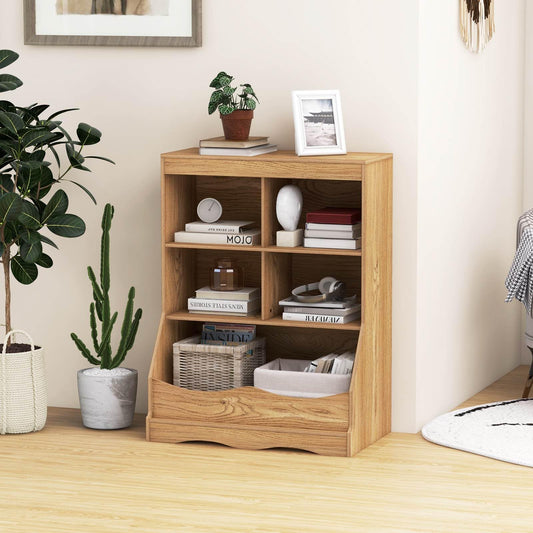 88CM Kids Bookshelf, 5 Cube Storage Shelf, Wooden Bookcase