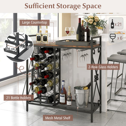 21 Bottle Wine Rack, Freestanding Floor Wine Bottle Organizer