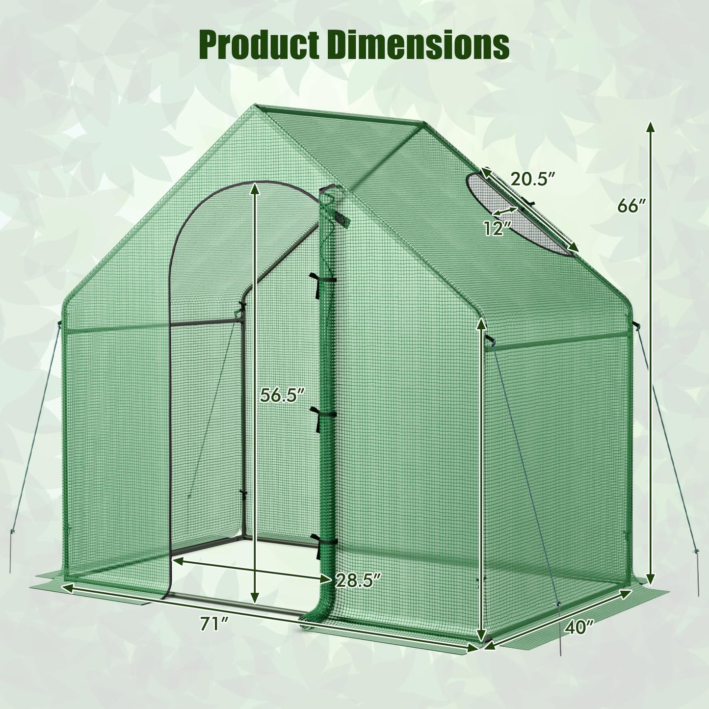 Giantex 6x3x5.5 FT Mini Walk-in Greenhouse, with Roll-up Zippered Door & Window