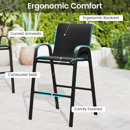 3 Piece Outdoor Bar Set, Patio Bar Height Table & Chairs