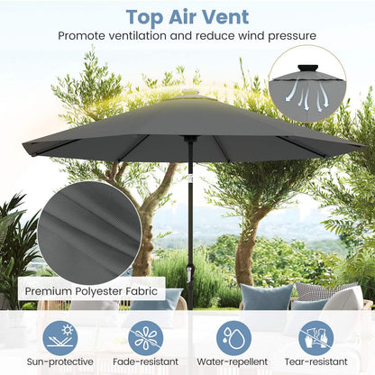 3 m Solar Patio Umbrella w/ 96 LED Lights, 9 Modes