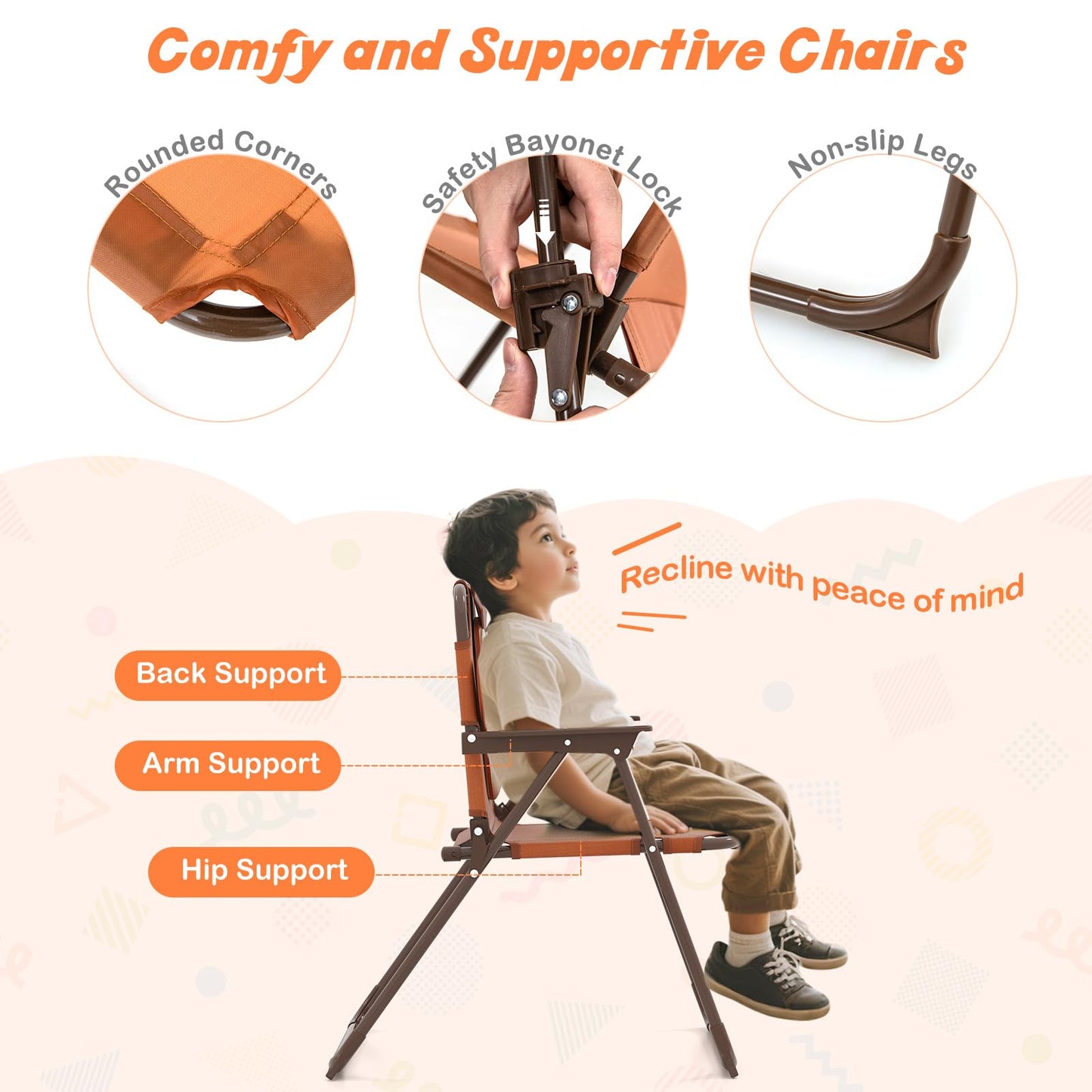 4Pcs Kids Picnic Set, Toddler Outdoor Activity Table w/2 Folding Chairs & a Height Adjustable Umbrella