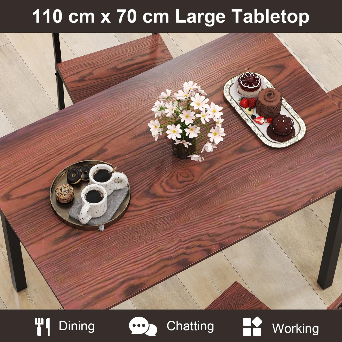 Dining Table Set for 4, Modern 5-Piece Kitchen Table & Chairs Set