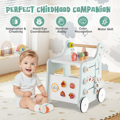 Montessori Push & Pull Walking Toy Dessert Ice Cream Cart