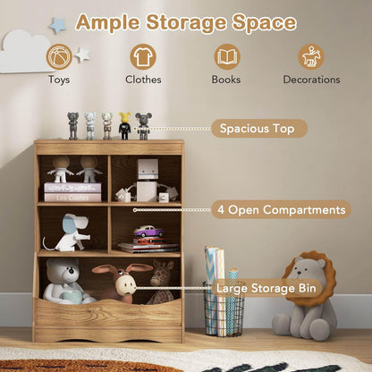 88CM Kids Bookshelf, 5 Cube Storage Shelf, Wooden Bookcase