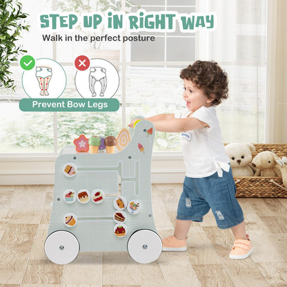 Montessori Push & Pull Walking Toy Dessert Ice Cream Cart
