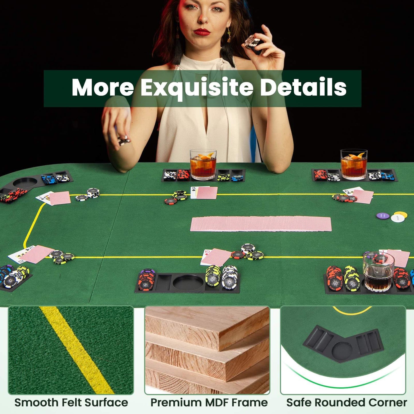 201 x 90 CM 8-Player Foldable Poker Table Top