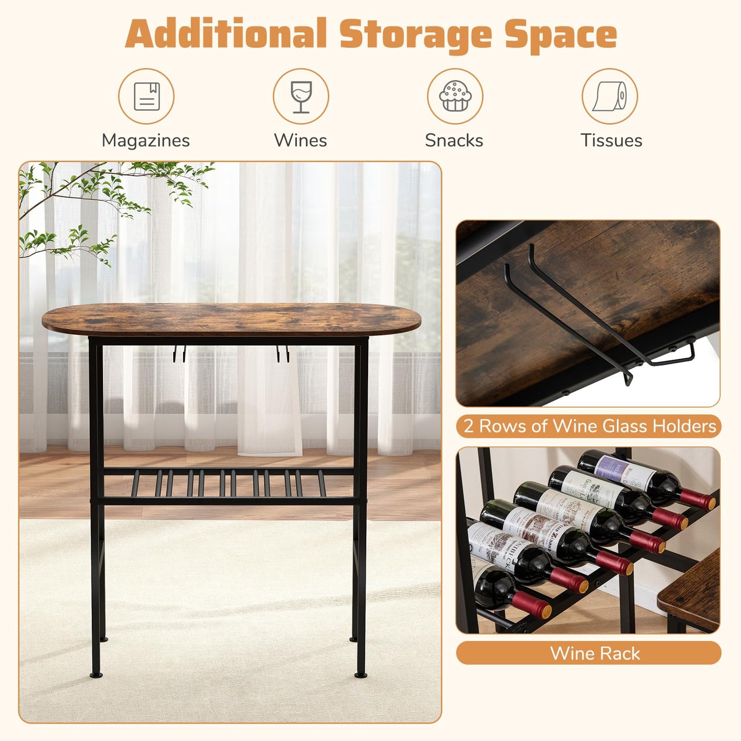 3 Piece Counter Height Table Set