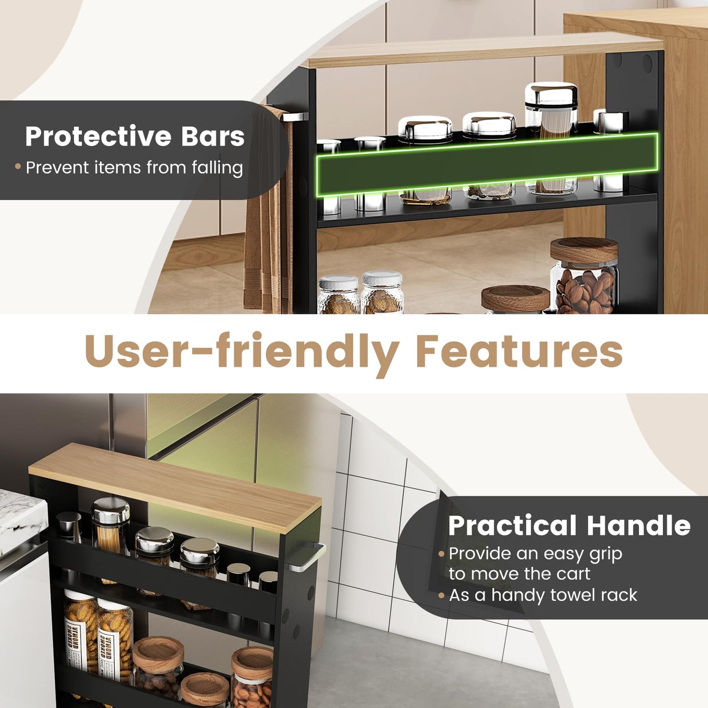 Giantex 4-Tier Slim Storage Cart, Narrow Mobile Serving Cart