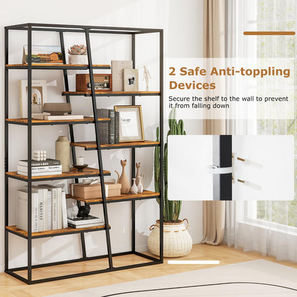 180 cm Tall Bookshelf, 7-Tier Industrial Etagere Bookcase