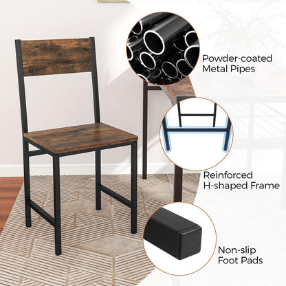 Dining Chairs Set of 2/4, Rustic Wood & Metal Frame