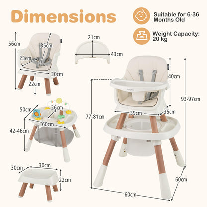16-in-1 Baby High Chair, Convertible Highchair for Babies and Toddlers