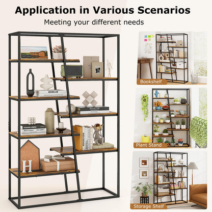 180 cm Tall Bookshelf, 7-Tier Industrial Etagere Bookcase
