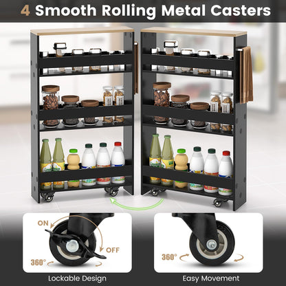 Giantex 4-Tier Slim Storage Cart, Narrow Mobile Serving Cart