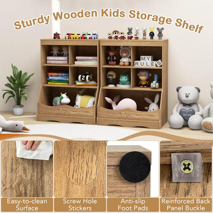 88CM Kids Bookshelf, 5 Cube Storage Shelf, Wooden Bookcase