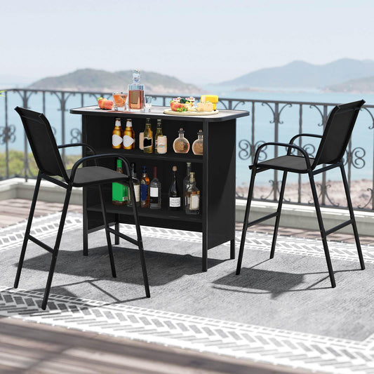 3 Piece Outdoor Bar Set, Patio Bar Height Table & Chairs