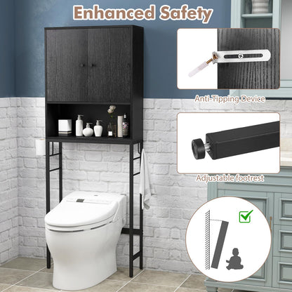 ver The Toilet Storage Cabinet, Free Standing Toilet Rack w/ 2 Doors