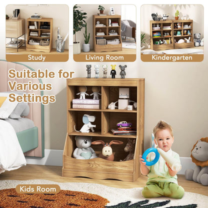 88CM Kids Bookshelf, 5 Cube Storage Shelf, Wooden Bookcase