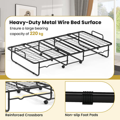 Twin Size Folding Bed, Rollaway Guest Bed with Memory Foam Mattress
