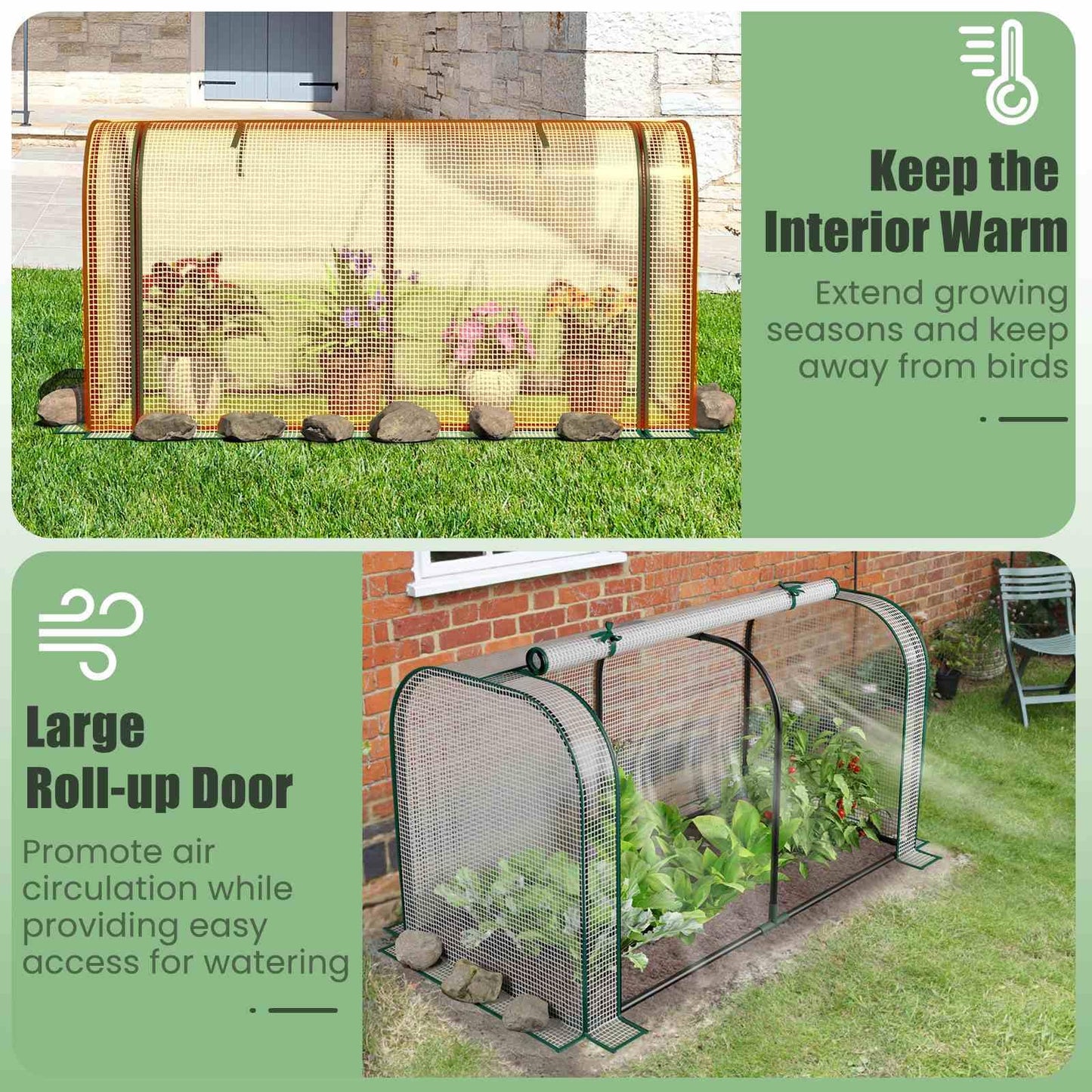 Wooden Raised Garden Bed w/ Sun-Protective PE Cover Elevated Planter Box w/ Legs