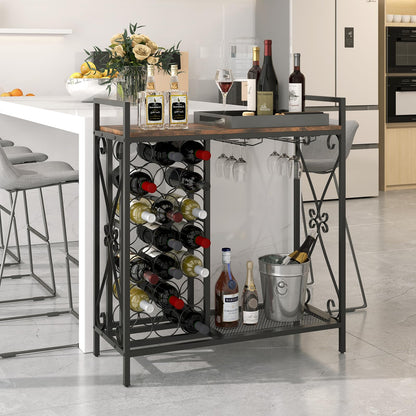 21 Bottle Wine Rack, Freestanding Floor Wine Bottle Organizer