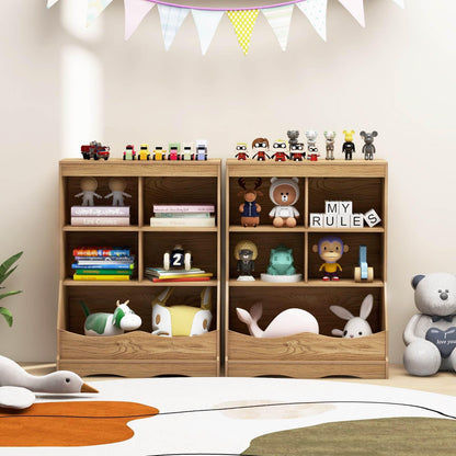 88CM Kids Bookshelf, 5 Cube Storage Shelf, Wooden Bookcase